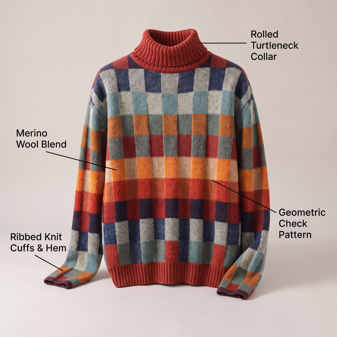SWETER Z WEŁNY MERINO W KRATĘ EMMA