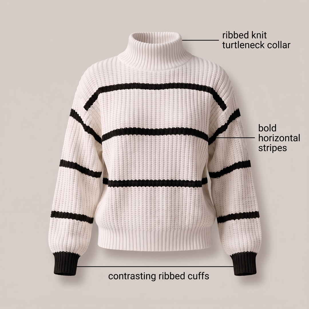 Sweter w paski ze stojącym kołnierzem Serelle