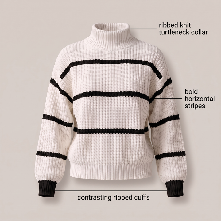 Sweter w paski ze stojącym kołnierzem Serelle