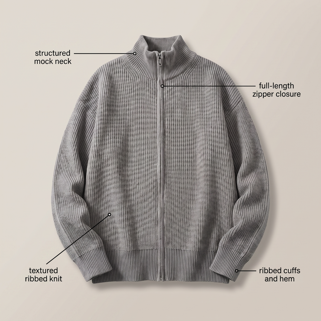 HOLLIS SMART-CASUAL KARDIGAN Z ZAMKIEM BŁYSKAWICZNYM
