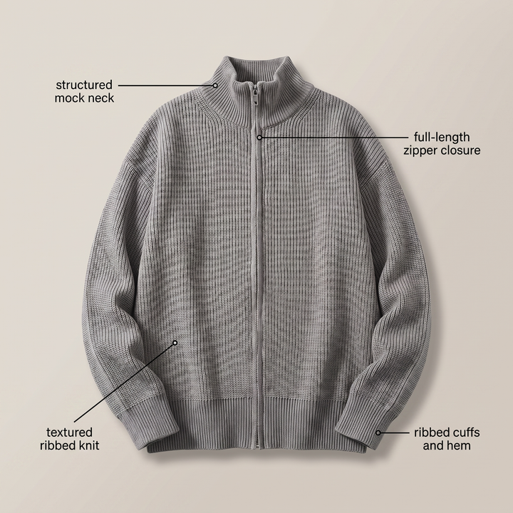 HOLLIS SMART-CASUAL KARDIGAN Z ZAMKIEM BŁYSKAWICZNYM