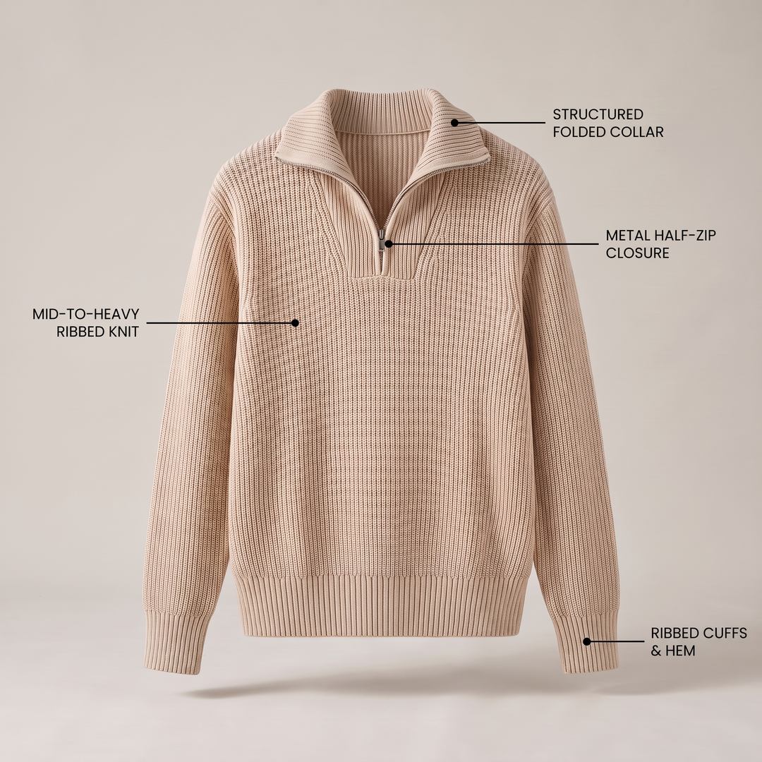 ELLIS MODERN SWETER Z ZAPIĘCIEM DO PÓŁSUFA