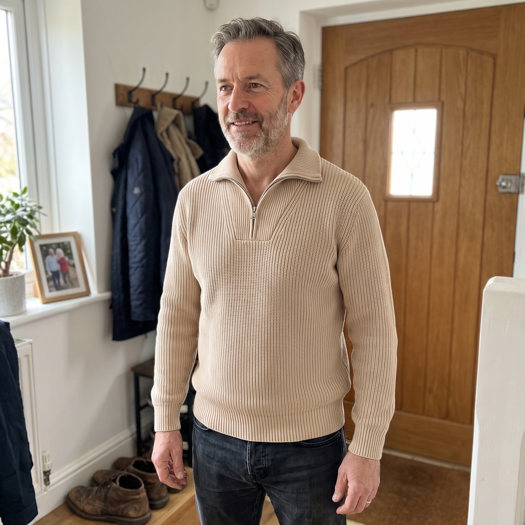 ELLIS MODERN SWETER Z ZAPIĘCIEM DO PÓŁSUFA