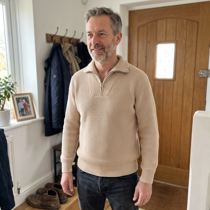 ELLIS MODERN SWETER Z ZAPIĘCIEM DO PÓŁSUFA