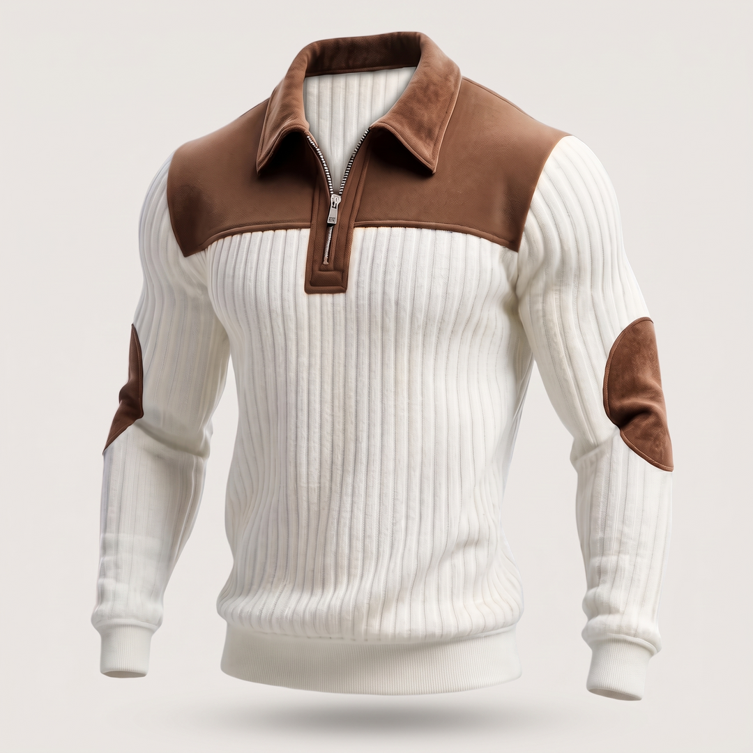 Sweter z dzianiny Heritage z zamkiem błyskawicznym do połowy