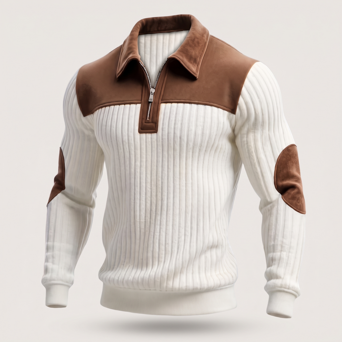 Sweter z dzianiny Heritage z zamkiem błyskawicznym do połowy