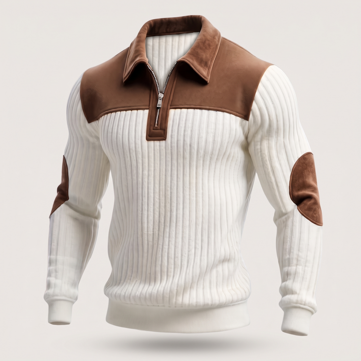 Sweter z dzianiny Heritage z zamkiem błyskawicznym do połowy