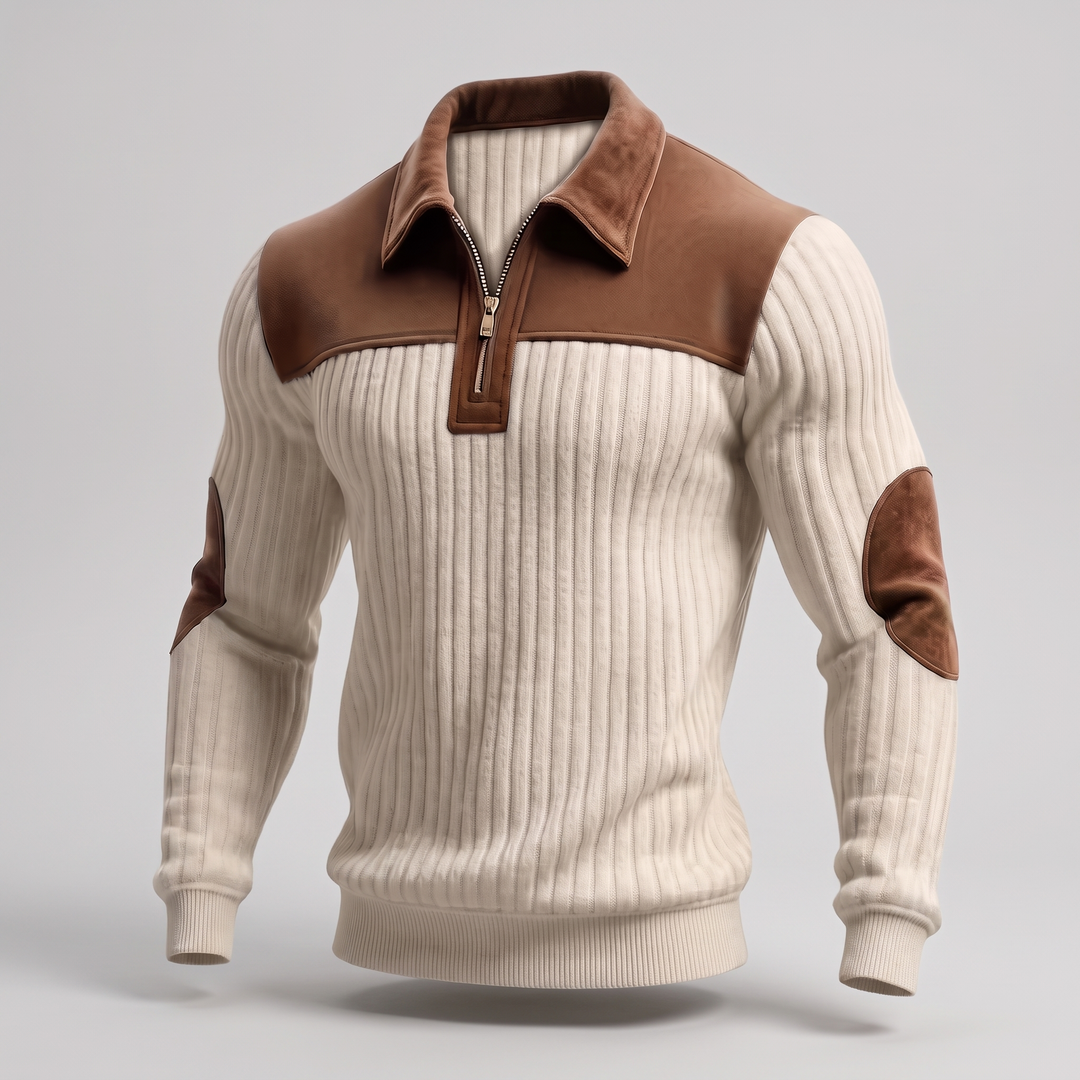 Sweter z dzianiny Heritage z zamkiem błyskawicznym do połowy