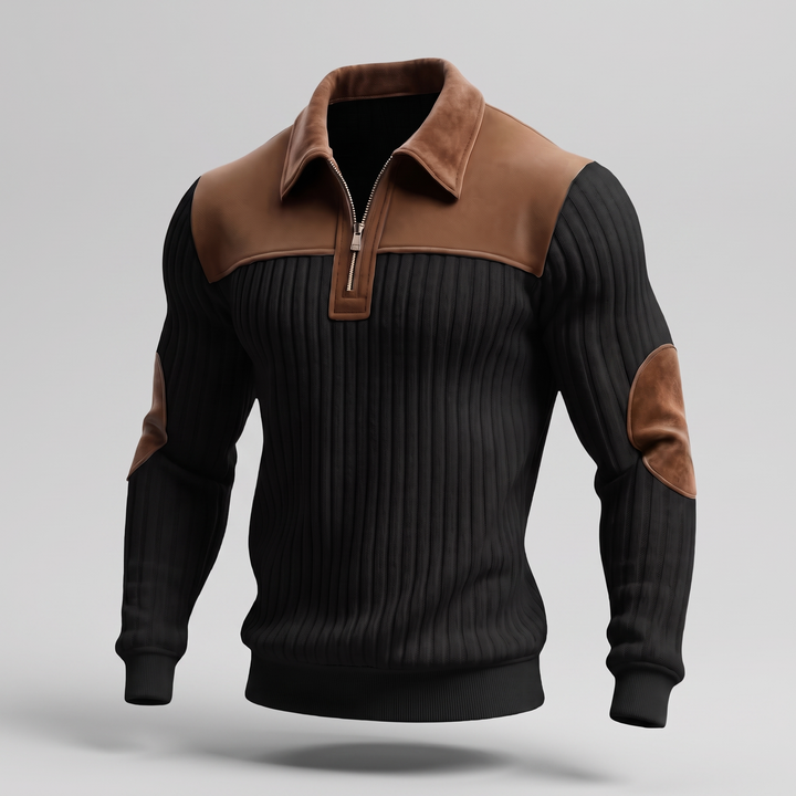 Sweter z dzianiny Heritage z zamkiem błyskawicznym do połowy