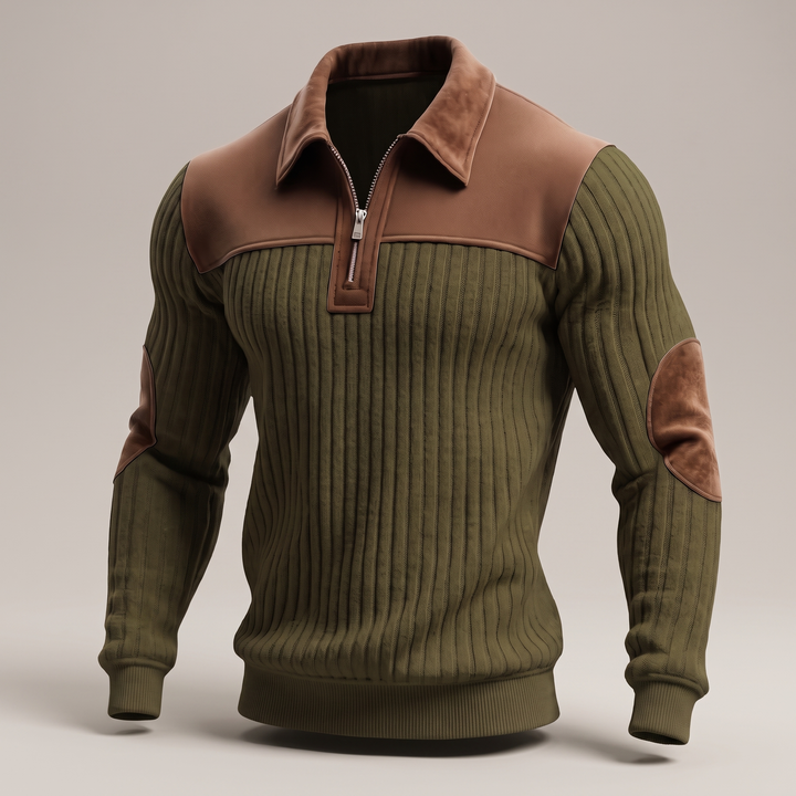Sweter z dzianiny Heritage z zamkiem błyskawicznym do połowy