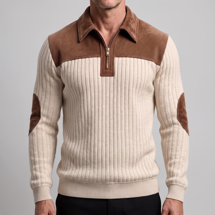 Sweter z dzianiny Heritage z zamkiem błyskawicznym do połowy