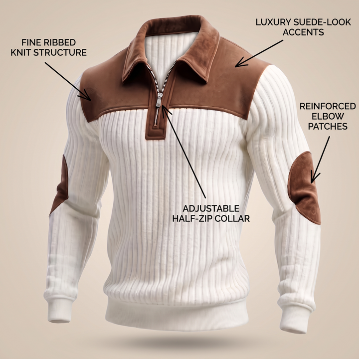 Sweter z dzianiny Heritage z zamkiem błyskawicznym do połowy