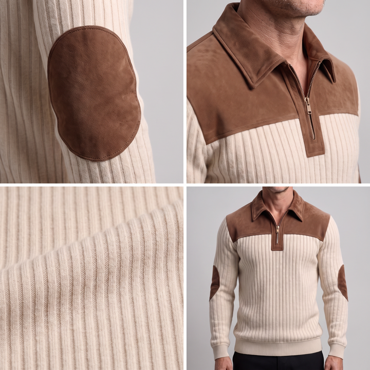 Sweter z dzianiny Heritage z zamkiem błyskawicznym do połowy