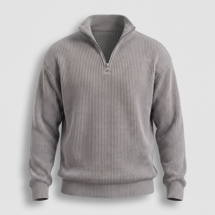 Elegancki, swobodny sweter ze ściągaczem