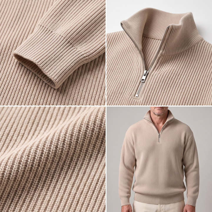Elegancki, swobodny sweter ze ściągaczem