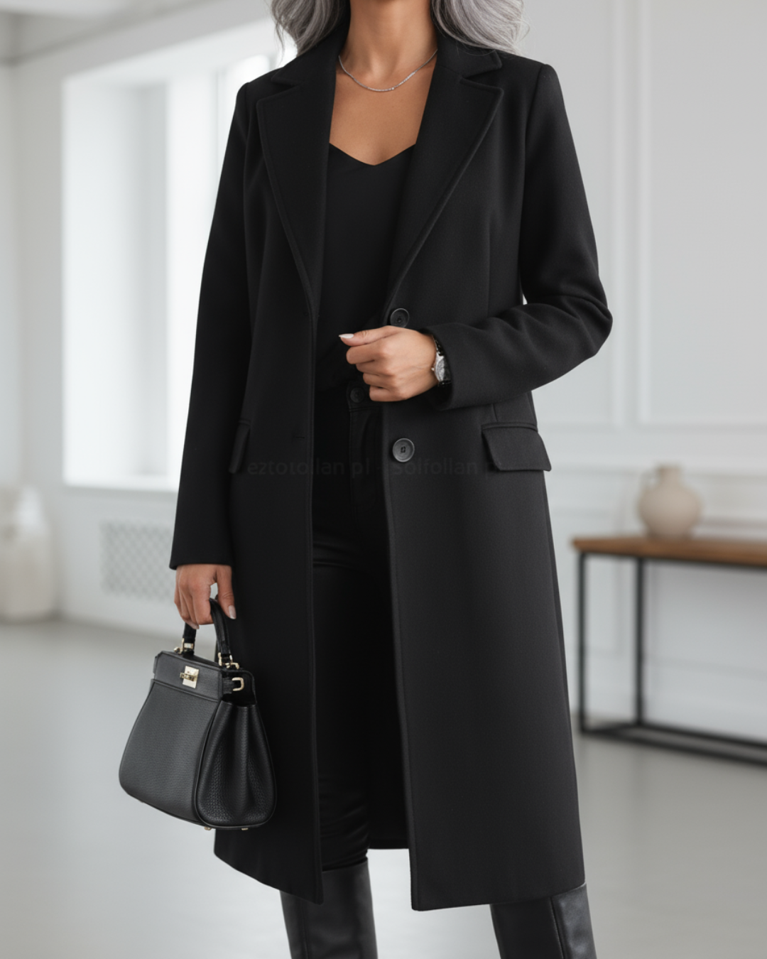 LUCIENNE ELEGANCKI DŁUGI PŁASZCZ