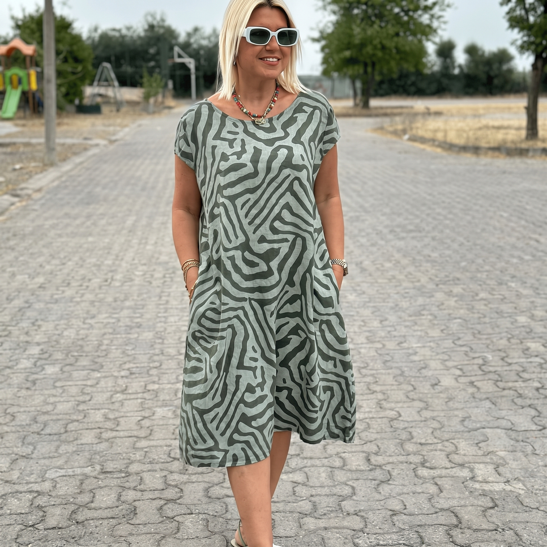 ELINORA PRZEWIEWNA SUKIENKA Z OKRĄGŁYM DEKOLTEM