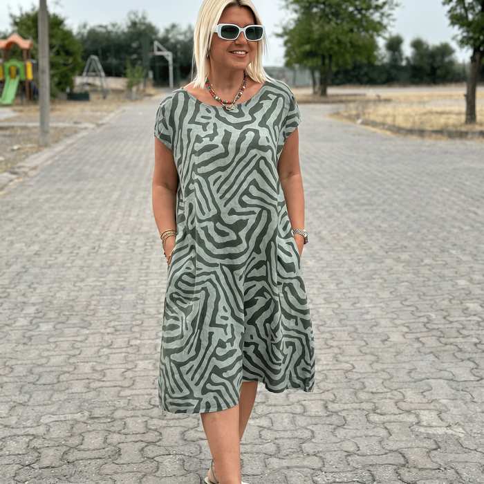 ELINORA PRZEWIEWNA SUKIENKA Z OKRĄGŁYM DEKOLTEM