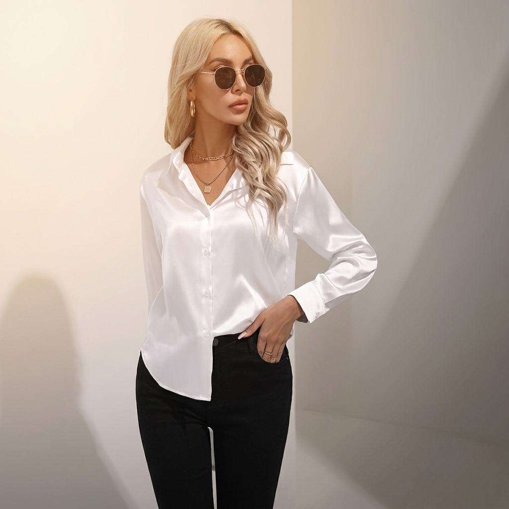 Bluzka satynowa z dekoltem w serek Selworth