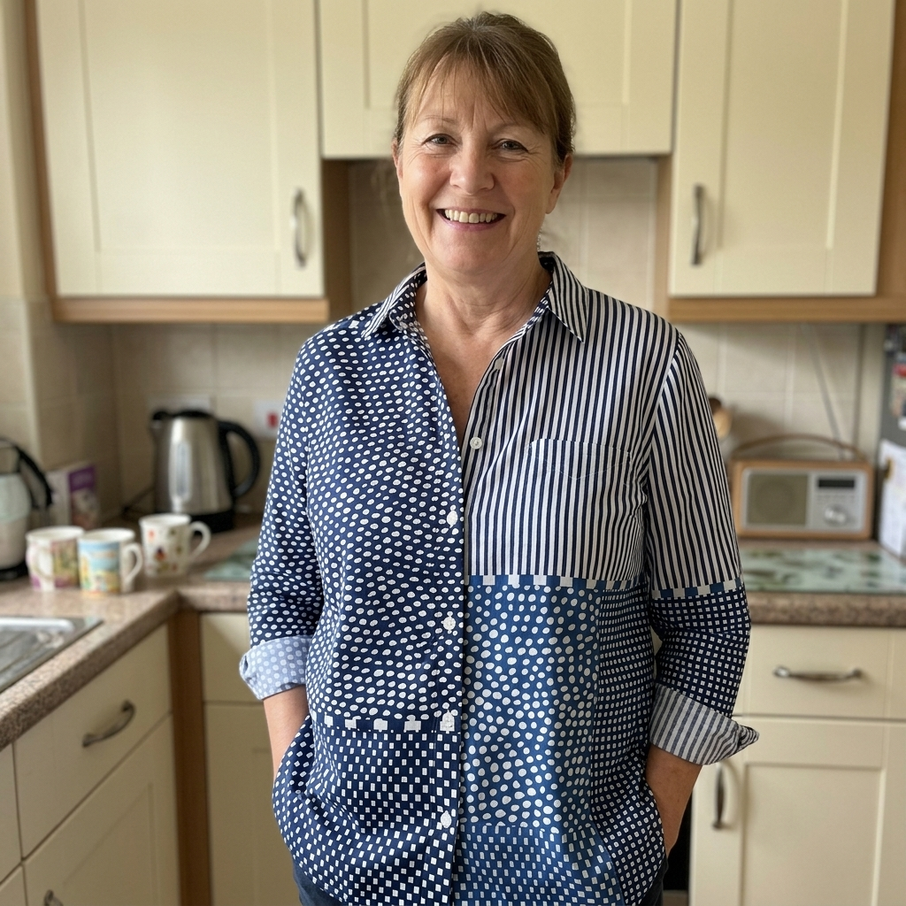 BLUZKA MIREWICK Z PATCHWORKOWYMI GUZIKAMI