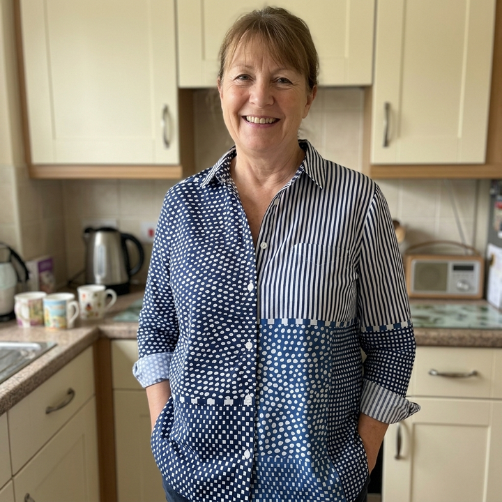 BLUZKA MIREWICK Z PATCHWORKOWYMI GUZIKAMI