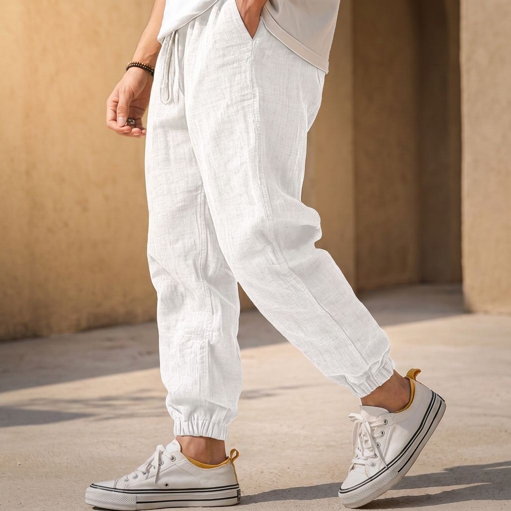 Lniane spodnie podróżne Joggers Moorhaven