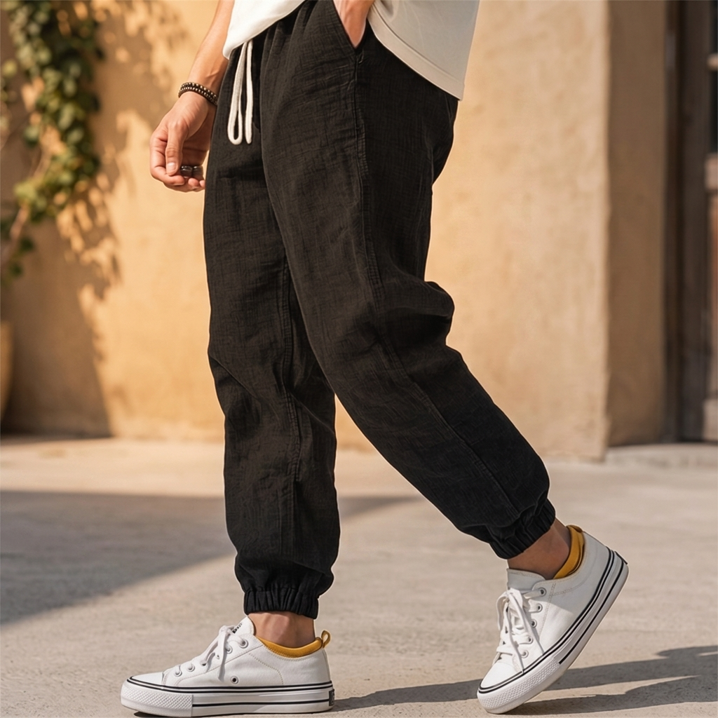 Lniane spodnie podróżne Joggers Moorhaven