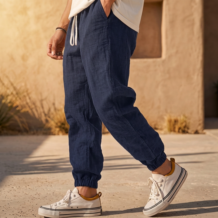 Lniane spodnie podróżne Joggers Moorhaven