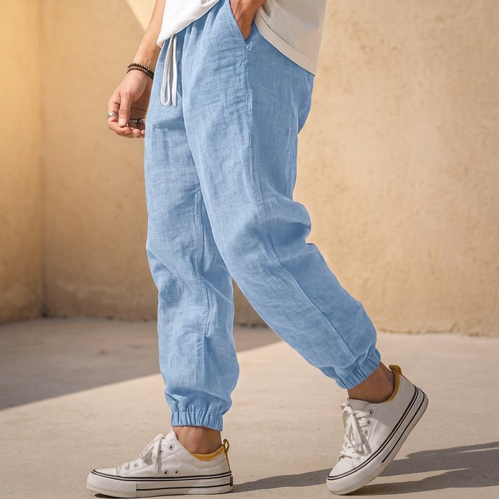 Lniane spodnie podróżne Joggers Moorhaven