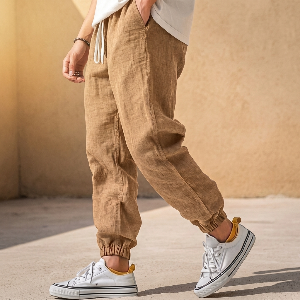 Lniane spodnie podróżne Joggers Moorhaven