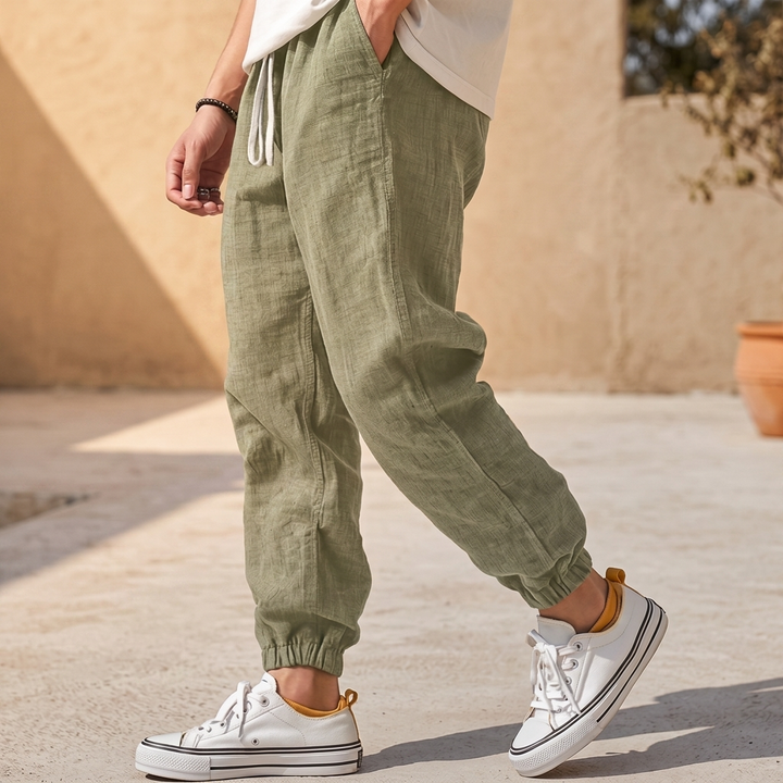 Lniane spodnie podróżne Joggers Moorhaven