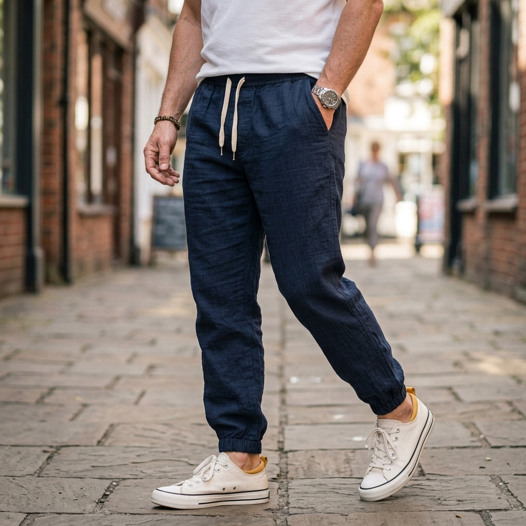 Lniane spodnie podróżne Joggers Moorhaven
