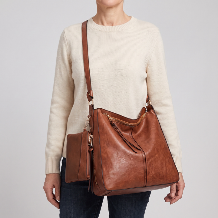 TORBA HOBO ZE SKÓRY KAMELIOWEJ