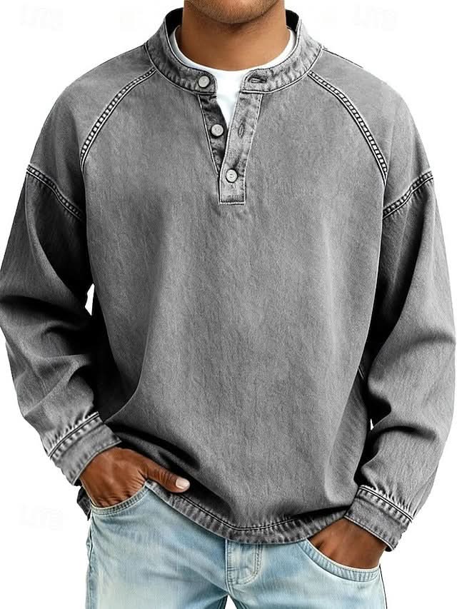 BROMLEY BLUZA HENLEY Z LUŹNYM WYKOŃCZENIEM