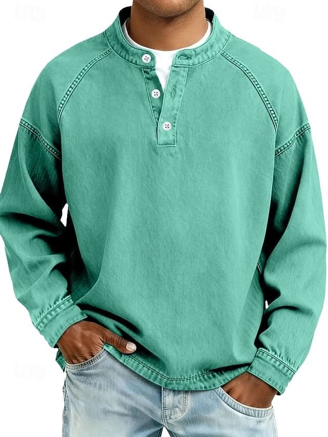 BROMLEY BLUZA HENLEY Z LUŹNYM WYKOŃCZENIEM