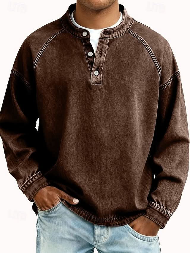 BROMLEY BLUZA HENLEY Z LUŹNYM WYKOŃCZENIEM