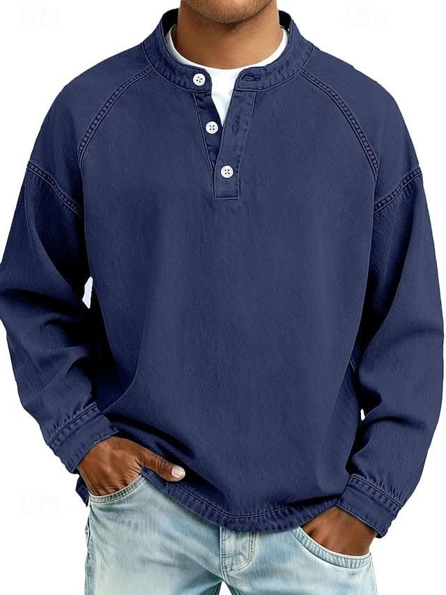 BROMLEY BLUZA HENLEY Z LUŹNYM WYKOŃCZENIEM