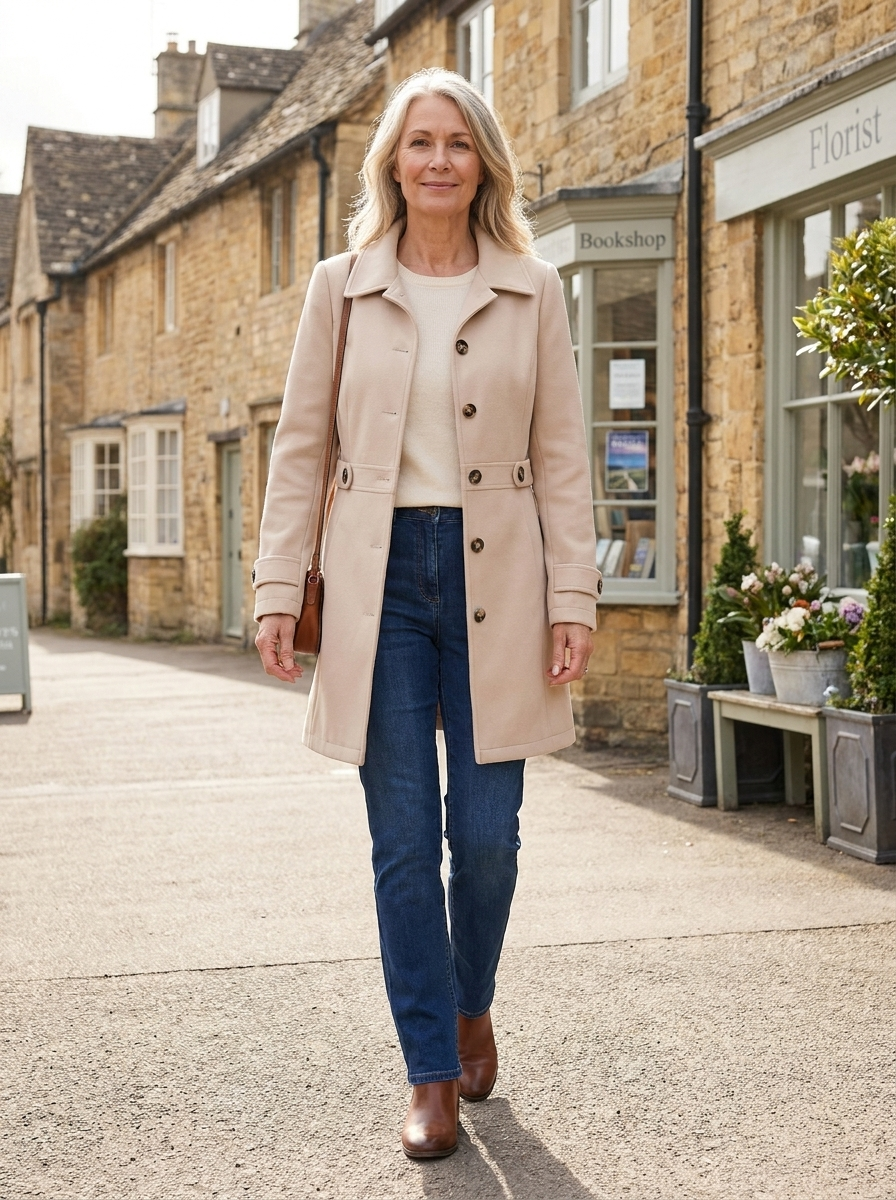 PŁASZCZ ŚREDNIEJ DŁUGOŚCI Z PASKIEM ELOISE