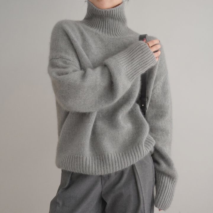 AMELIA MIĘKKI DZIANINOWY SWETER Z POLOKIEM