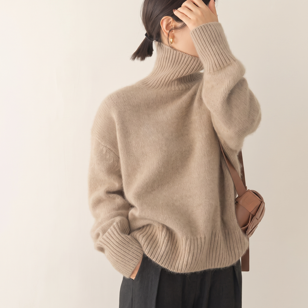 AMELIA MIĘKKI DZIANINOWY SWETER Z POLOKIEM