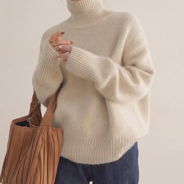 AMELIA MIĘKKI DZIANINOWY SWETER Z POLOKIEM